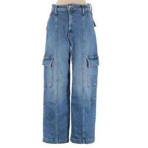 Mother Denim Cargo Pocket Wide Leg Front Seam Medium Wash Denim Jean Size 26